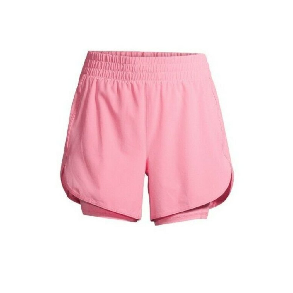 New Womens XXL (20) 5" inseam Pink Pull On Running Shorts with Bike Liner - Picture 1 of 4
